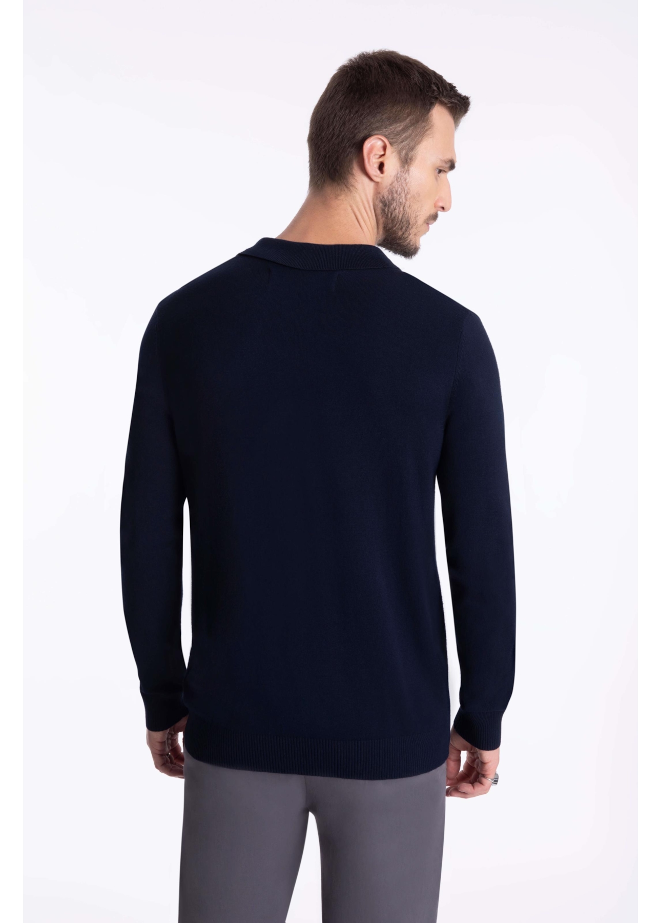 Tricot Like Sweter Polo Dark Navy