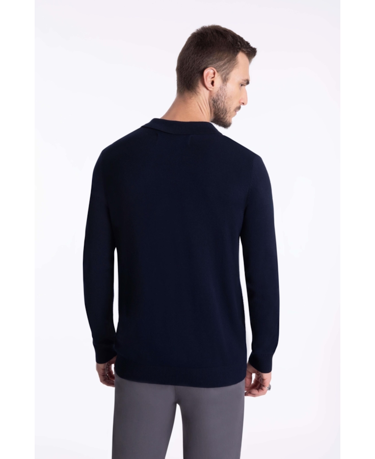 Tricot Like Sweter Polo Dark Navy
