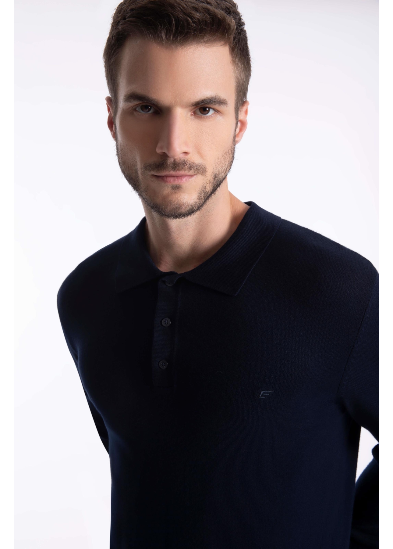 Tricot Like Sweter Polo Dark Navy