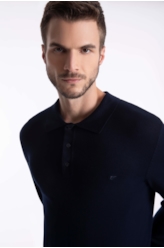 Tricot Like Sweter Polo Dark Navy