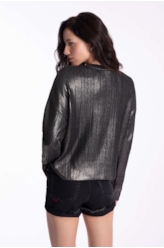 Tricot Metallic Knit Sweater Bronze