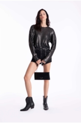 Tricot Metallic Knit Sweater Bronze