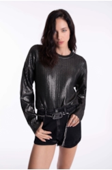Tricot Metallic Knit Sweater Bronze