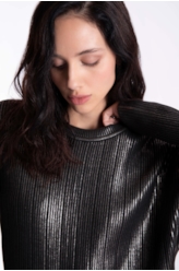 Tricot Metallic Knit Sweater Bronze