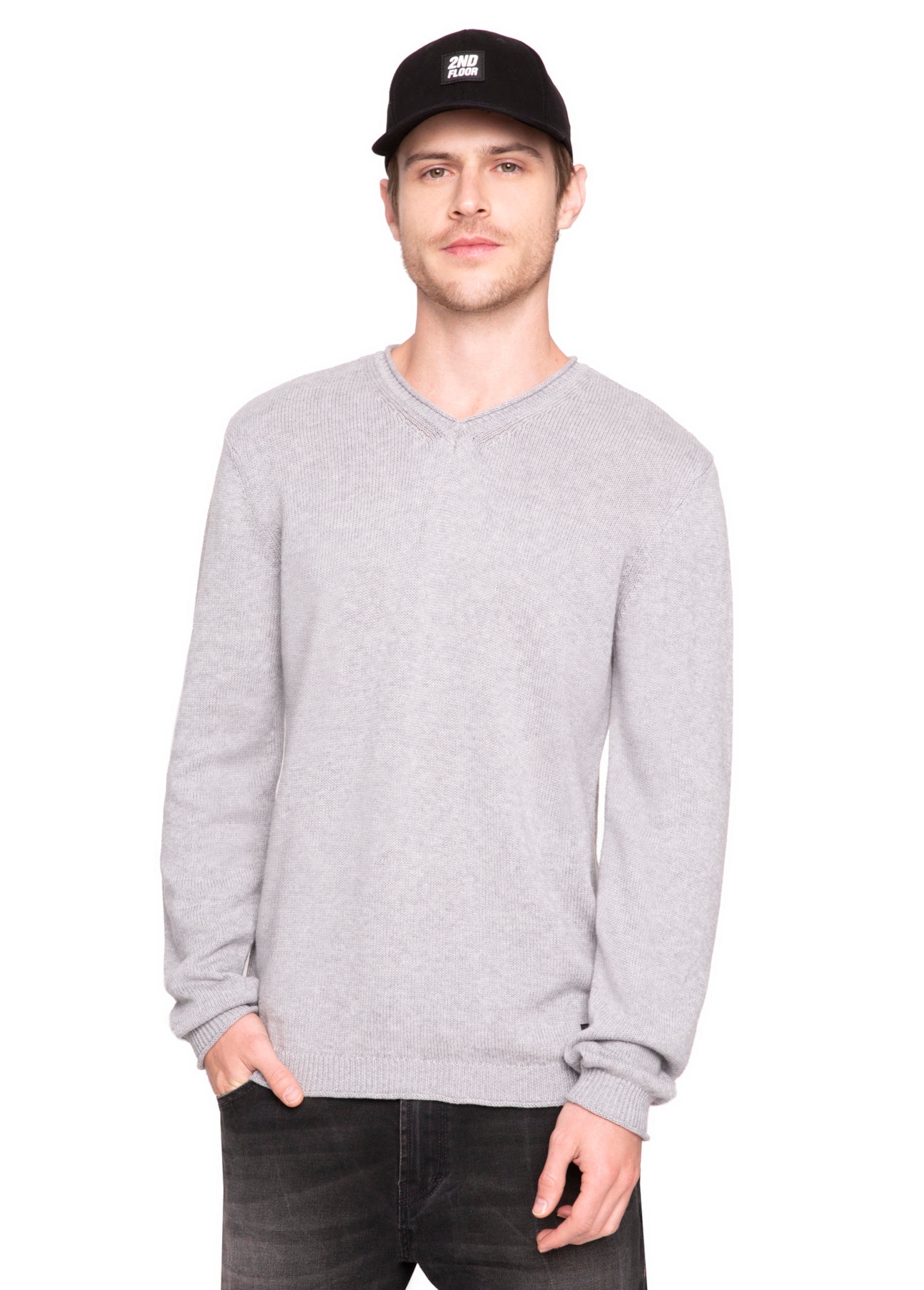 Tricot Neck v Cinza Mescla
