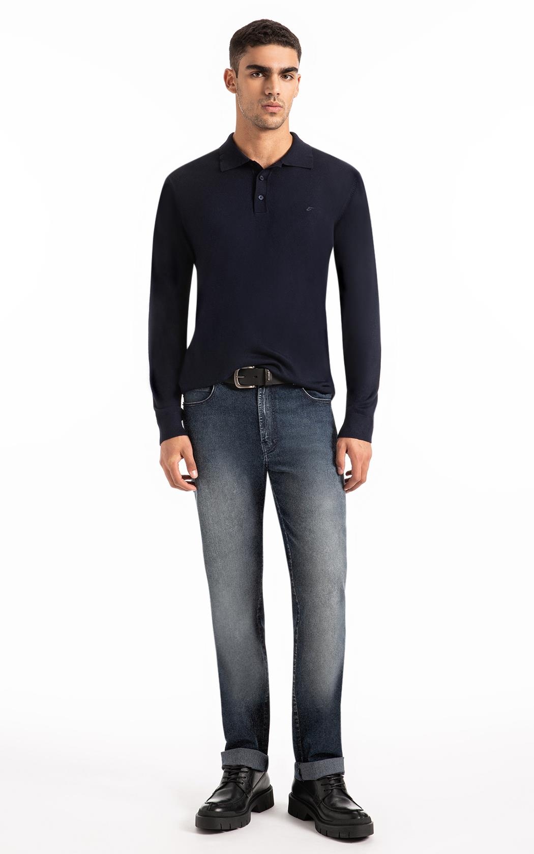 Tricot Like Sweter Polo Dark Navy
