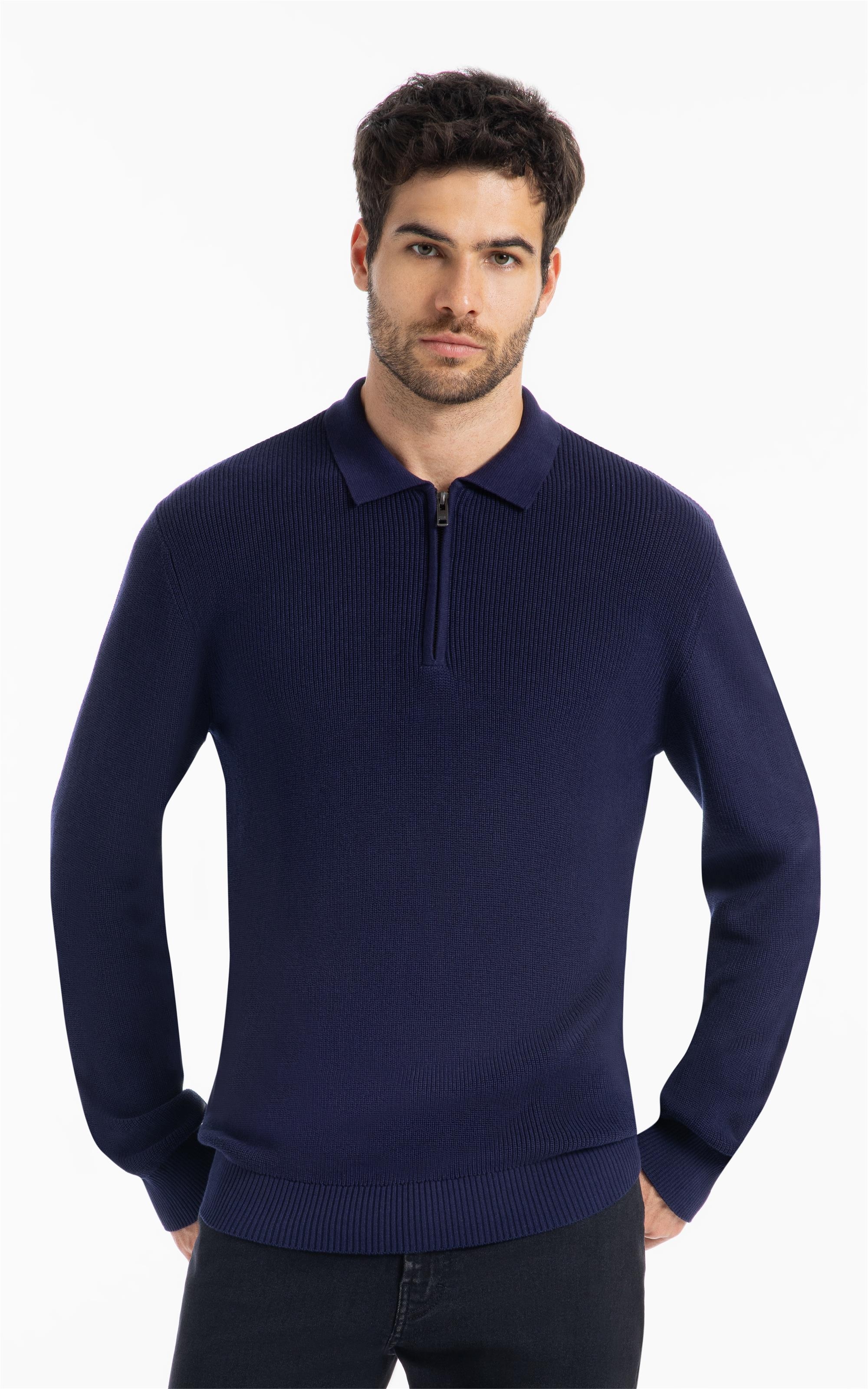 Tricot Polo Sweater Marinho