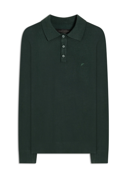 Tricot Polo Sweater Verde Escuro
