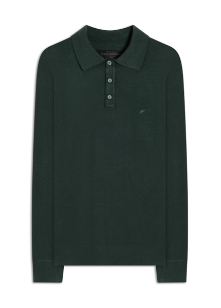 Tricot Polo Sweater Verde Escuro