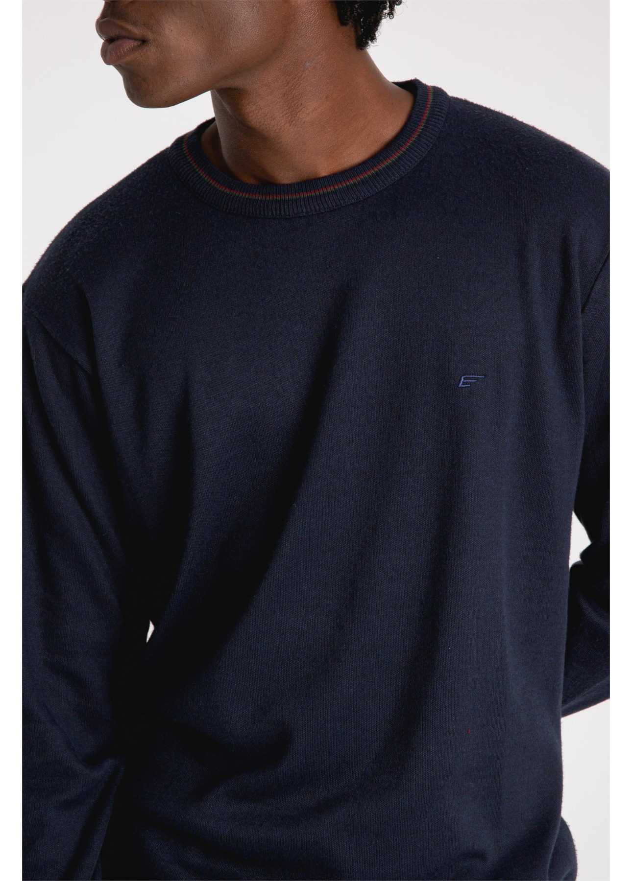 Tricot Poly Sweater Stripes Dark Navy