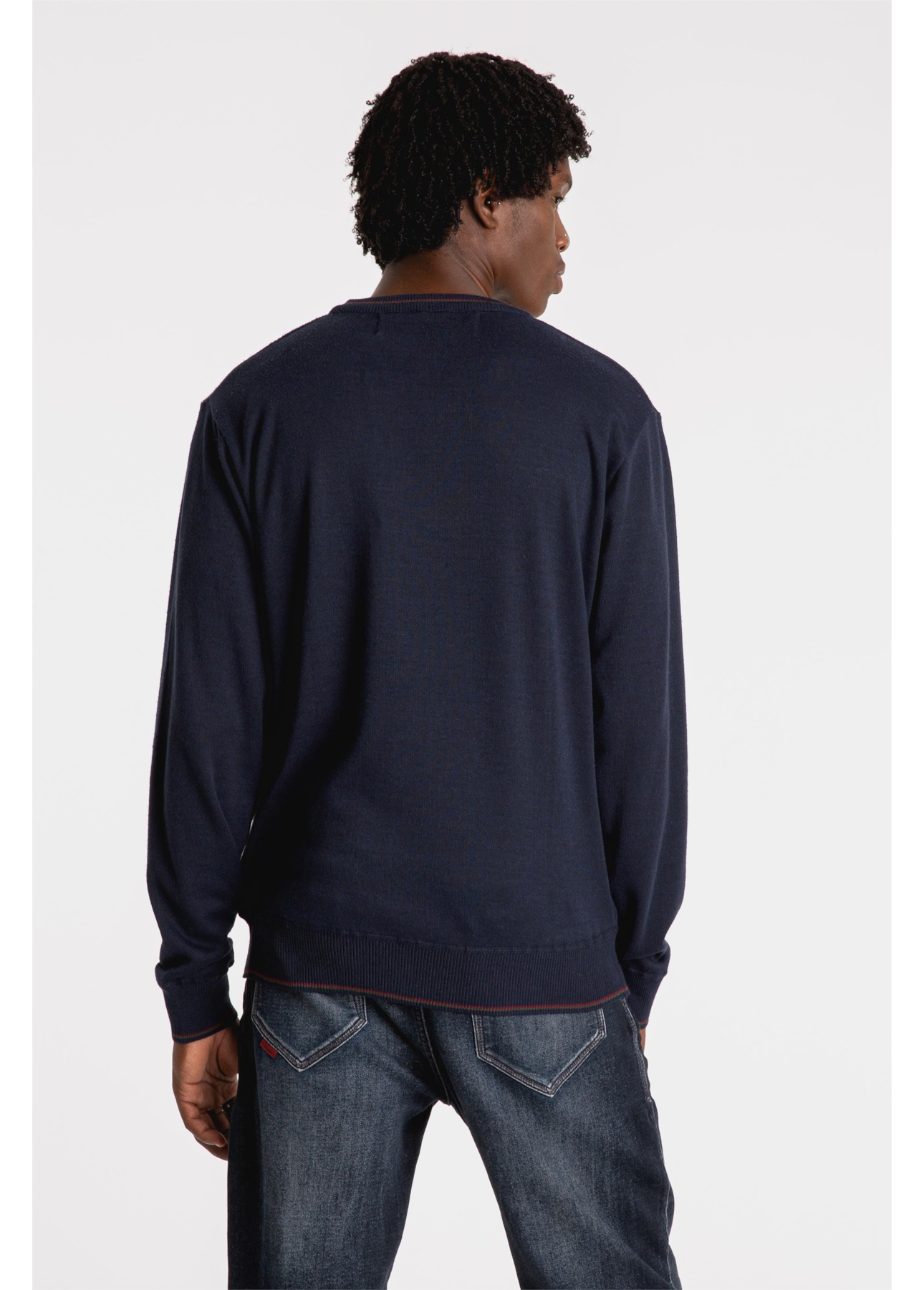 Tricot Poly Sweater Stripes Dark Navy