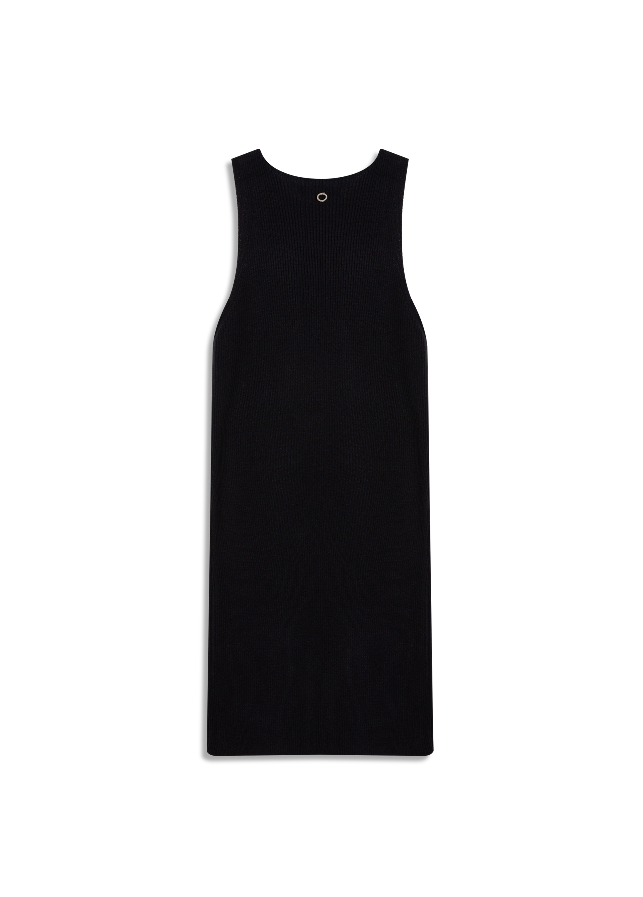 Tricot Power Knit Dress Ribbed Sleeveless Preto