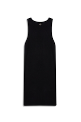 Tricot Power Knit Dress Ribbed Sleeveless Preto