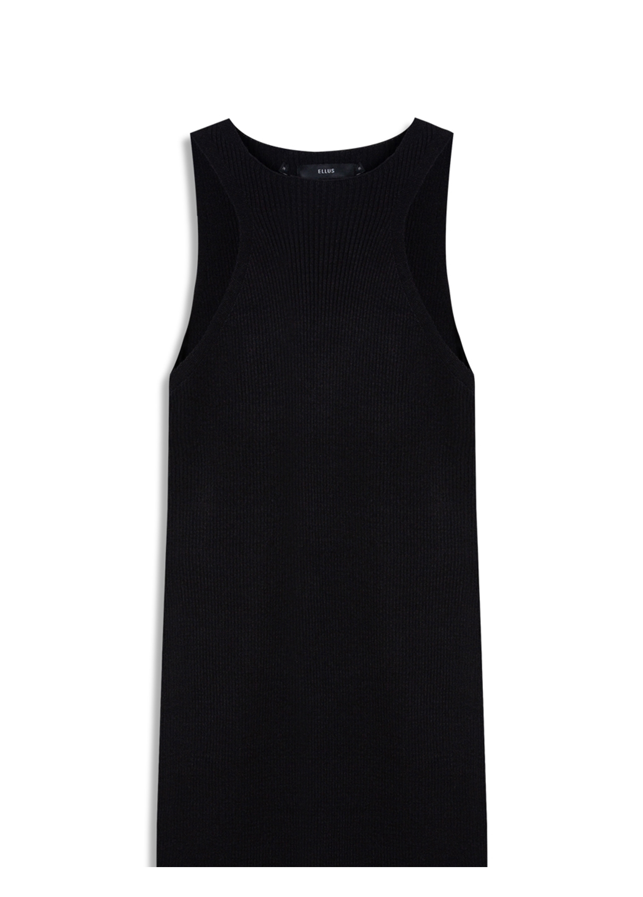 Tricot Power Knit Dress Ribbed Sleeveless Preto