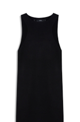 Tricot Power Knit Dress Ribbed Sleeveless Preto