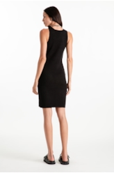 Tricot Power Knit Dress Ribbed Sleeveless Preto
