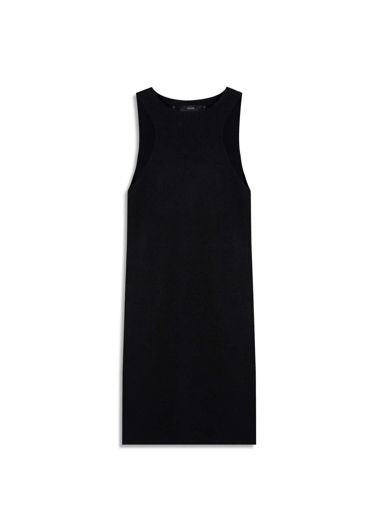 Tricot Power Knit Dress Ribbed Sleeveless Preto