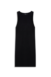 Tricot Power Knit Dress Ribbed Sleeveless Preto