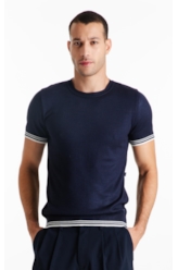 Tricot Power Knit T-Shirt Jersey Piping Mc Dark Navy