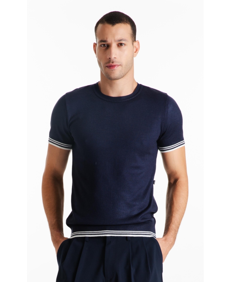 Tricot Power Knit T-Shirt Jersey Piping Mc Dark Navy