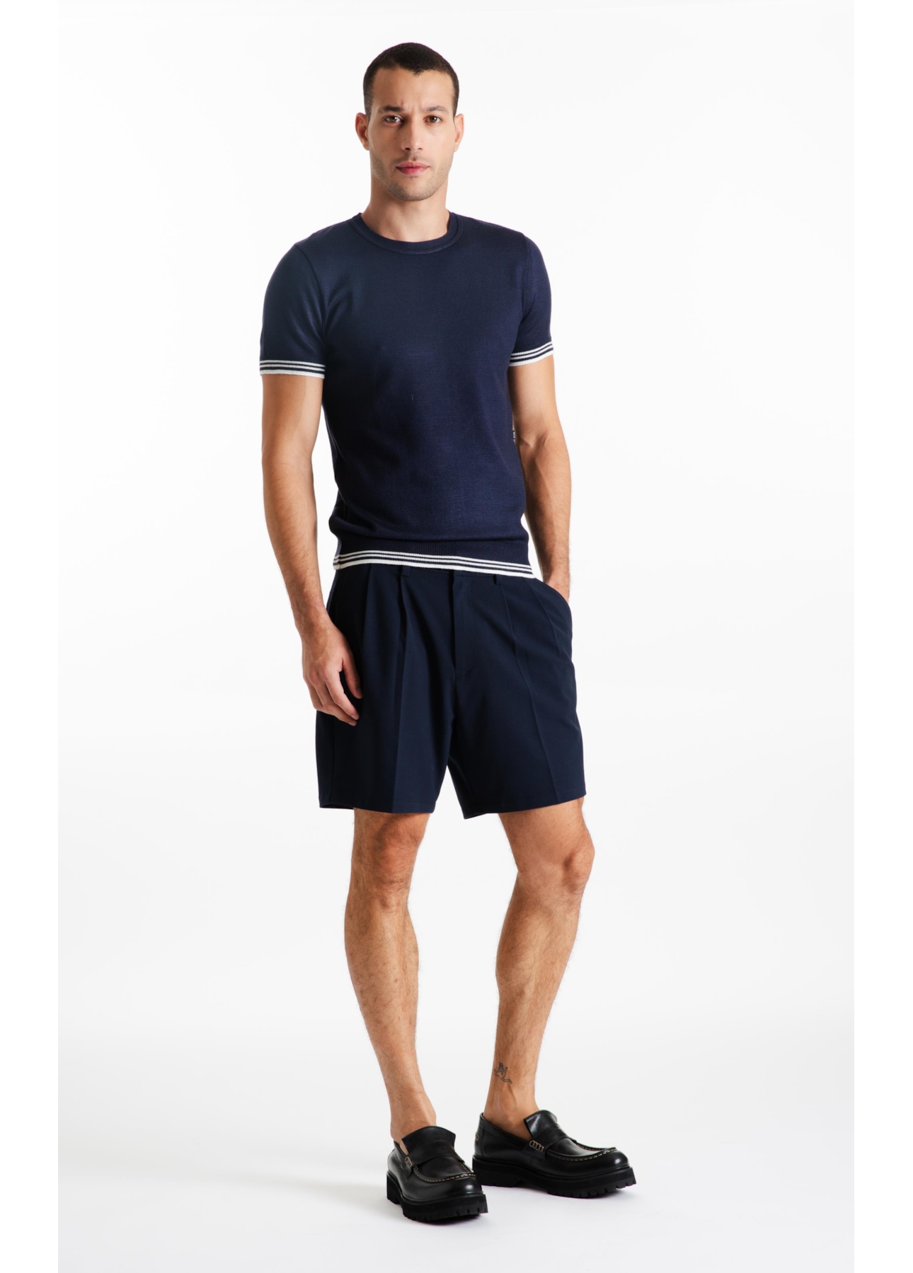 Tricot Power Knit T-Shirt Jersey Piping Mc Dark Navy