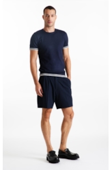 Tricot Power Knit T-Shirt Jersey Piping Mc Dark Navy