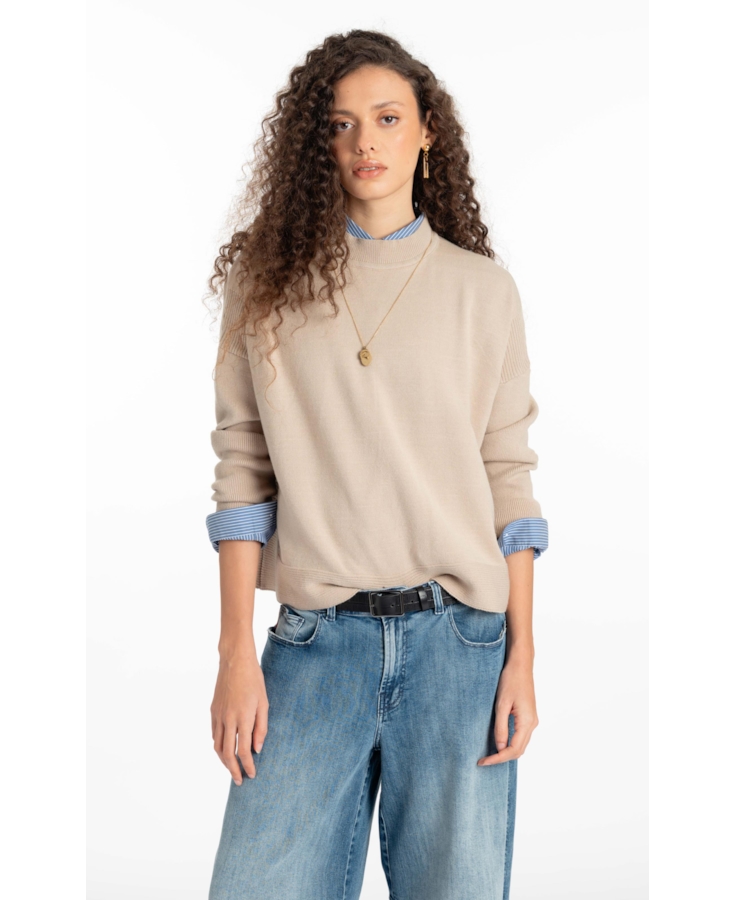 Tricot Siena Knit Wide Turtleneck Ml Areia