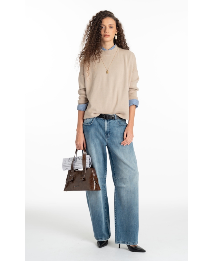 Tricot Siena Knit Wide Turtleneck Ml Areia