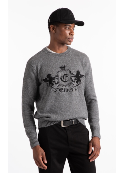 Tricot Snug Emblem Sweater Cinza Medio