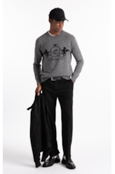 Tricot Snug Emblem Sweater Cinza Medio