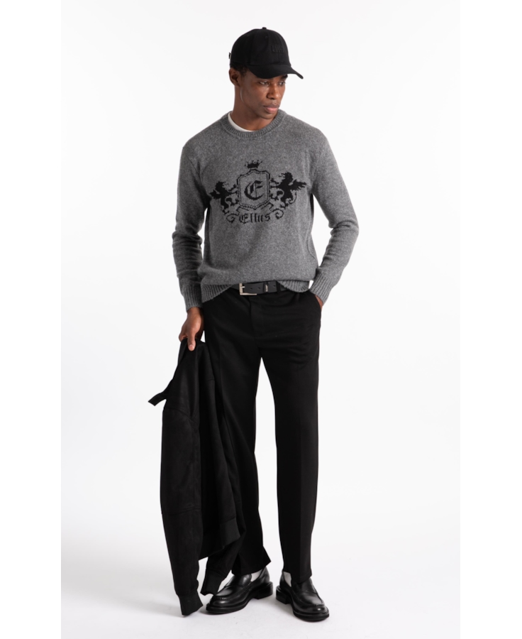 Tricot Snug Emblem Sweater Cinza Medio