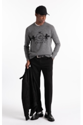 Tricot Snug Emblem Sweater Cinza Medio
