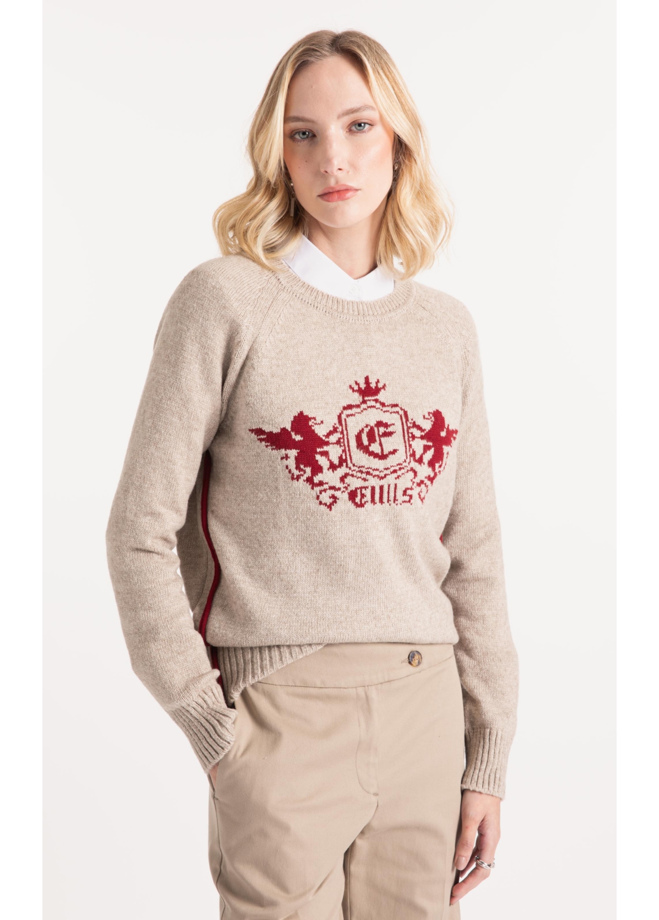 Tricot Snug Knit Emblem Sweater Areia