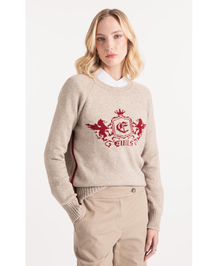 Tricot Snug Knit Emblem Sweater Areia