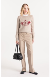 Tricot Snug Knit Emblem Sweater Areia