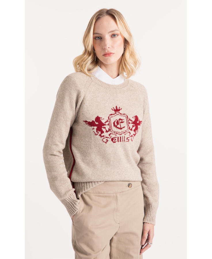 Tricot Snug Knit Emblem Sweater Areia