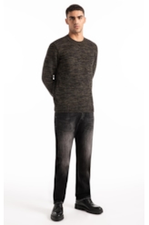 Tricot Sweater Mixed Round Neck Verde Militar