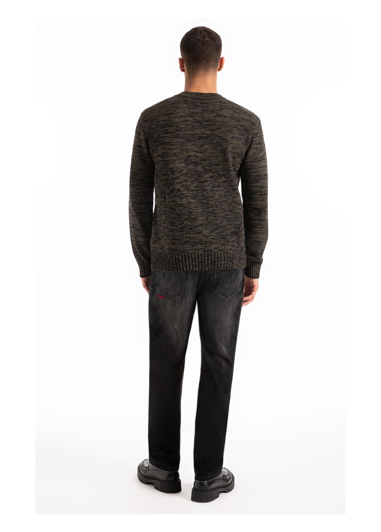 Tricot Sweater Mixed Round Neck Verde Militar