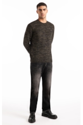 Tricot Sweater Mixed Round Neck Verde Militar