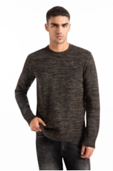 Tricot Sweater Mixed Round Neck Verde Militar