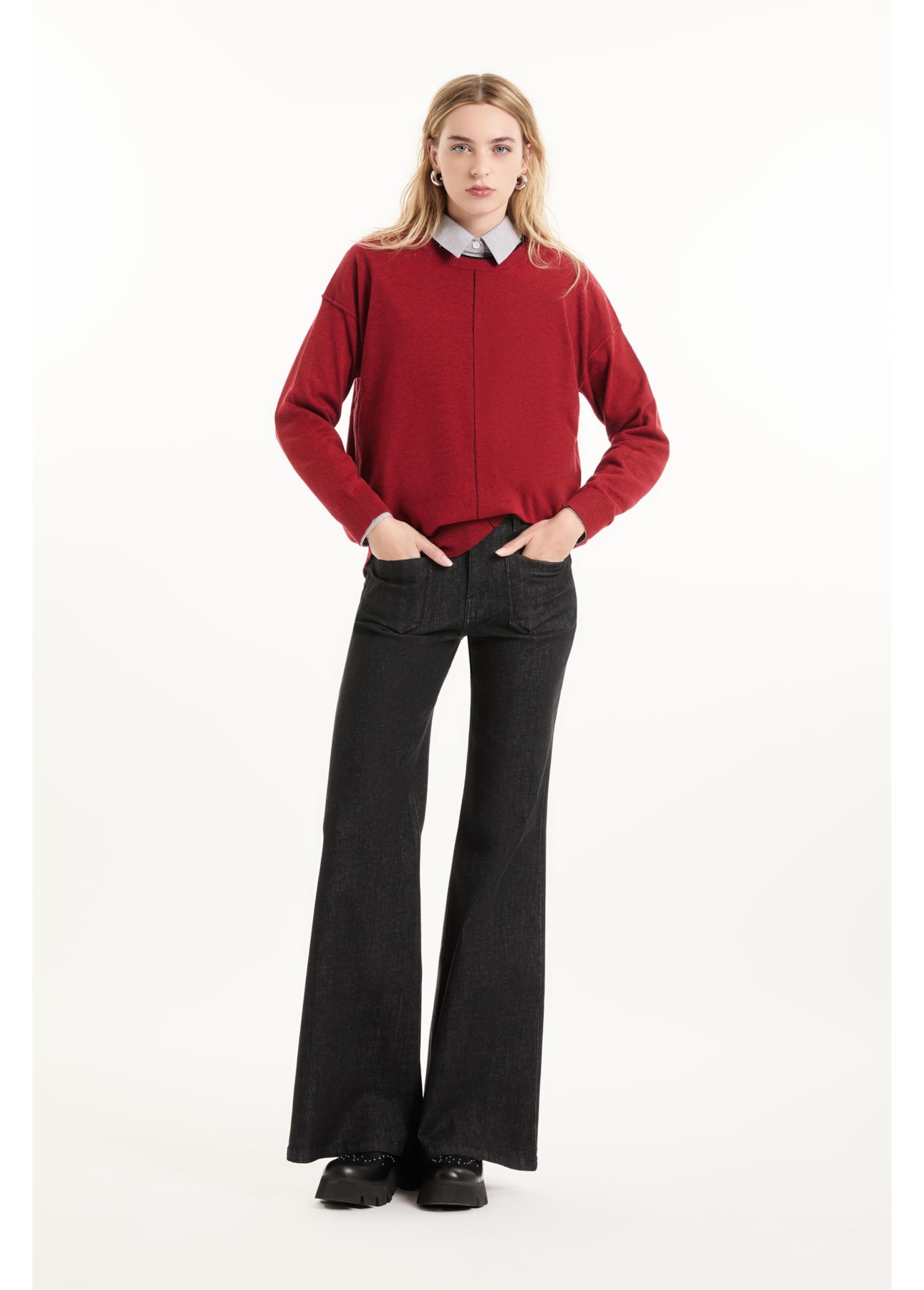 Tricot Techno Piping Sweater Vermelho