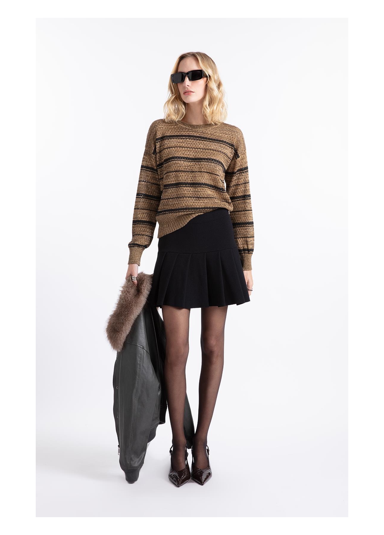 Tricot Techno Stripes Stitches Sandy Mescla