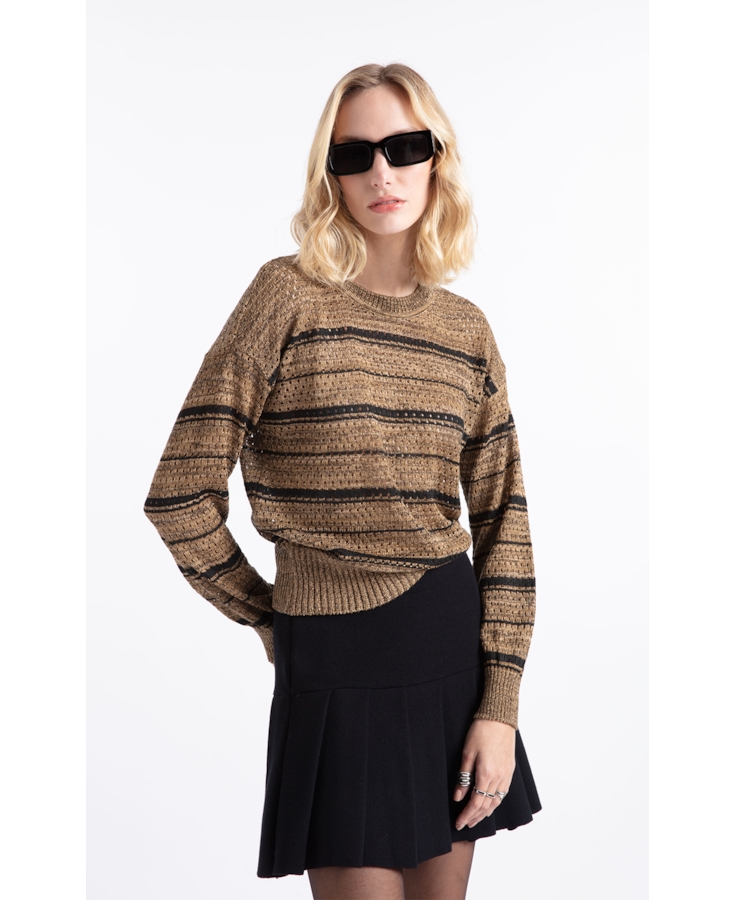 Tricot Techno Stripes Stitches Sandy Mescla