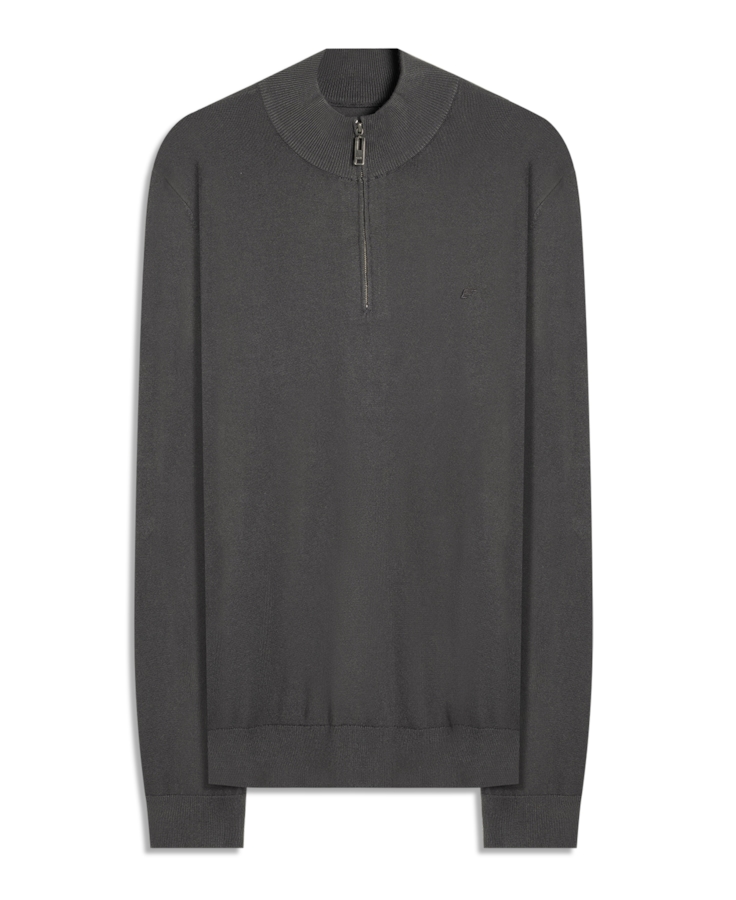 Tricot Visco Nylon Zipper Sweater Grafite
