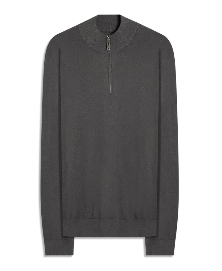 Tricot Visco Nylon Zipper Sweater Grafite