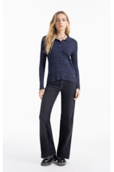 Tricot Visco Polo Ribbed Knit Dark Navy