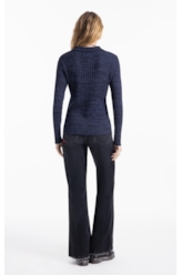 Tricot Visco Polo Ribbed Knit Dark Navy