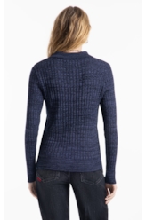 Tricot Visco Polo Ribbed Knit Dark Navy