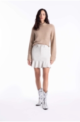 Tricot Wool Like Ribbed Turtleneck Husk
