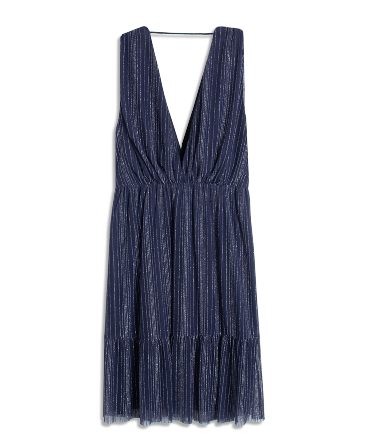 Tule Lux v Neck Longo Dark Navy